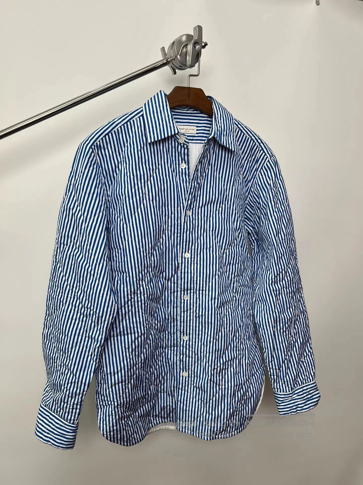 Dries Van Noten Blue Striped Long Sleeve Button Up Shirt. Size US S / EU 44-46 / 1 - 2 Thumbnail