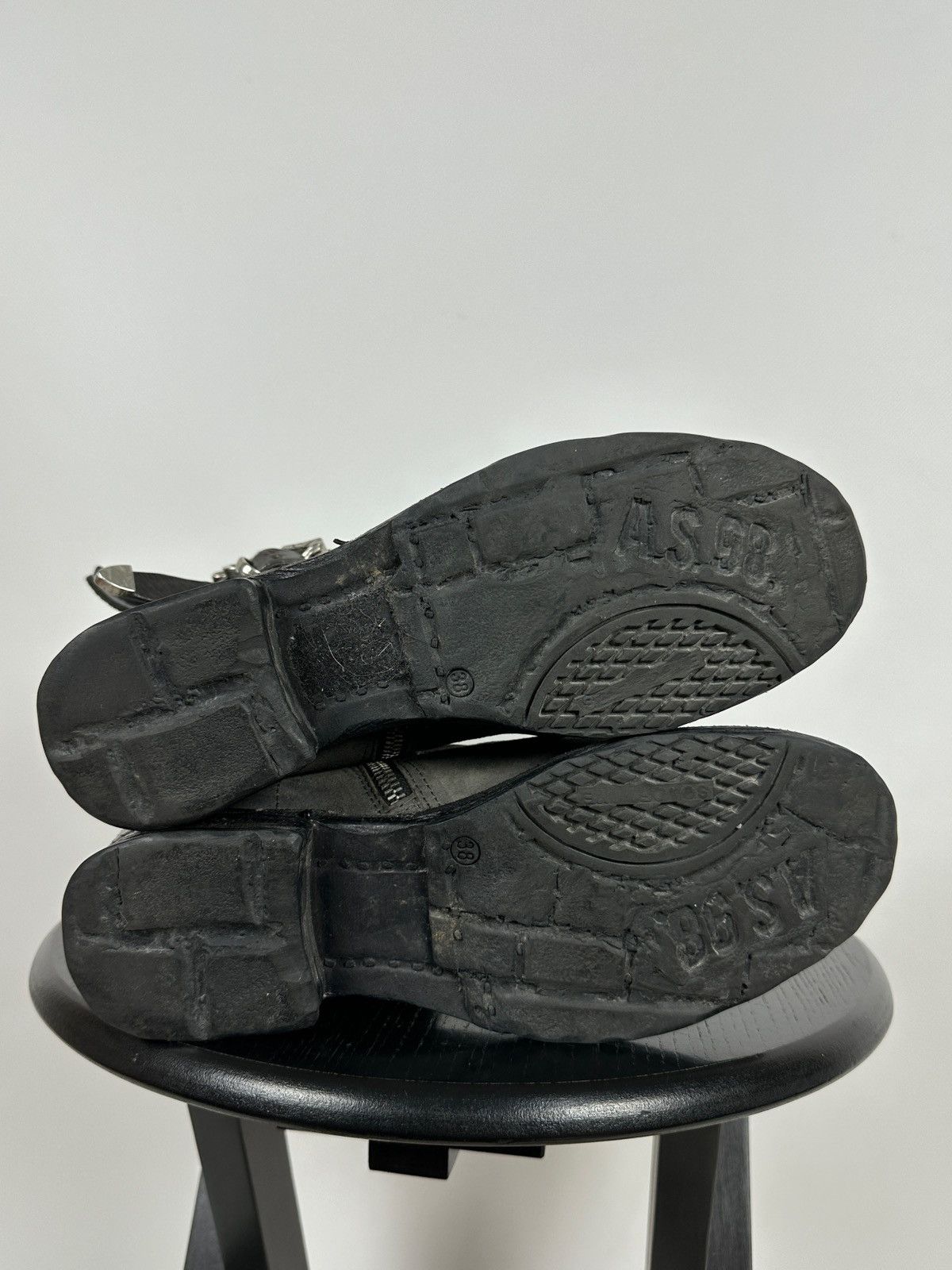A.S.98 A.S.98. Airstep Grey Leather Biker Ankle Boots Size US 8 / IT 38 - 24 Thumbnail