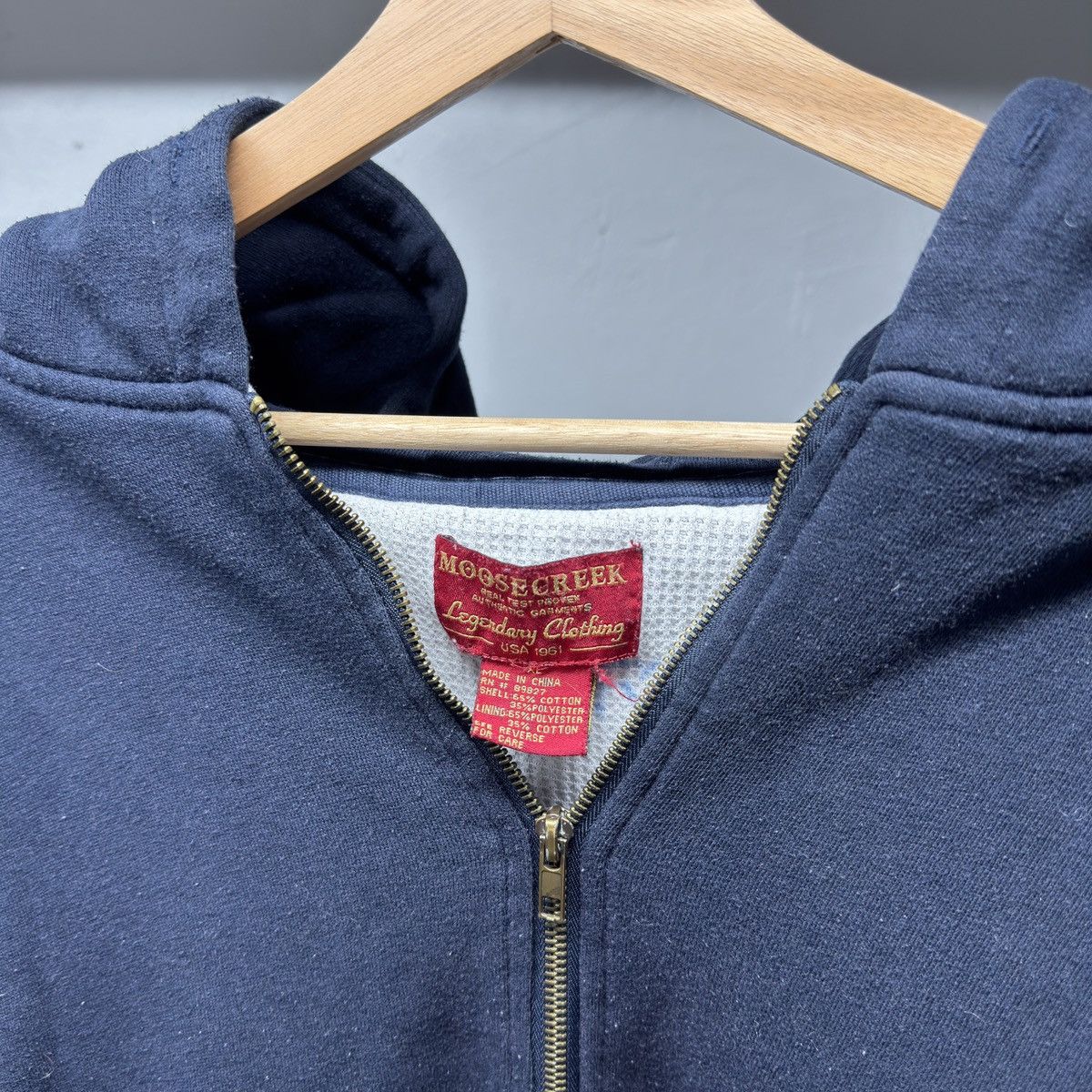 Vintage 90s Thermal Lined Navy Blue Zip Up Hoodie ERD Grunge Faded Size US XL / EU 56 / 4 - 4 Thumbnail