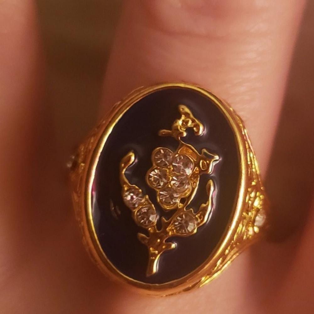 Designer Men's Blue Enamel Sterling Silver Antique Gold Ring - Size 8 Size ONE SIZE - 8 Thumbnail