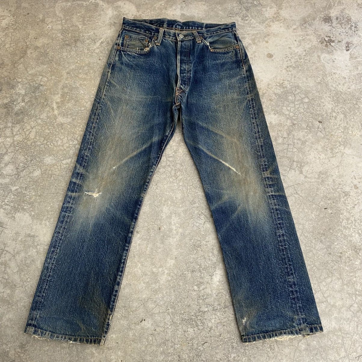 Denime Vintage Denime Japan Faded Blue Distressed Selvedge Jeans Size US 31 - 3 Thumbnail