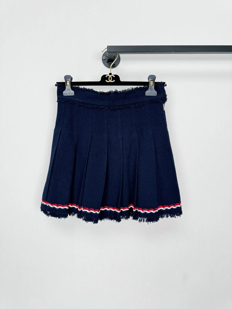Thom Browne Navy Pleated Skirt-dmc