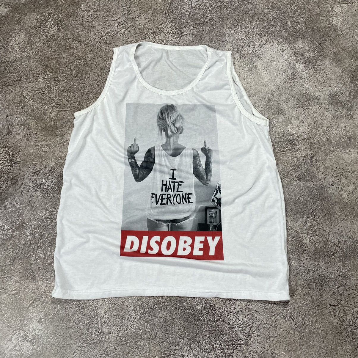 Vintage Vintage Y2K Graphic Tee Disobey Punk Streetwear Cropped XL Size US XL / EU 56 / 4 - 2 Thumbnail