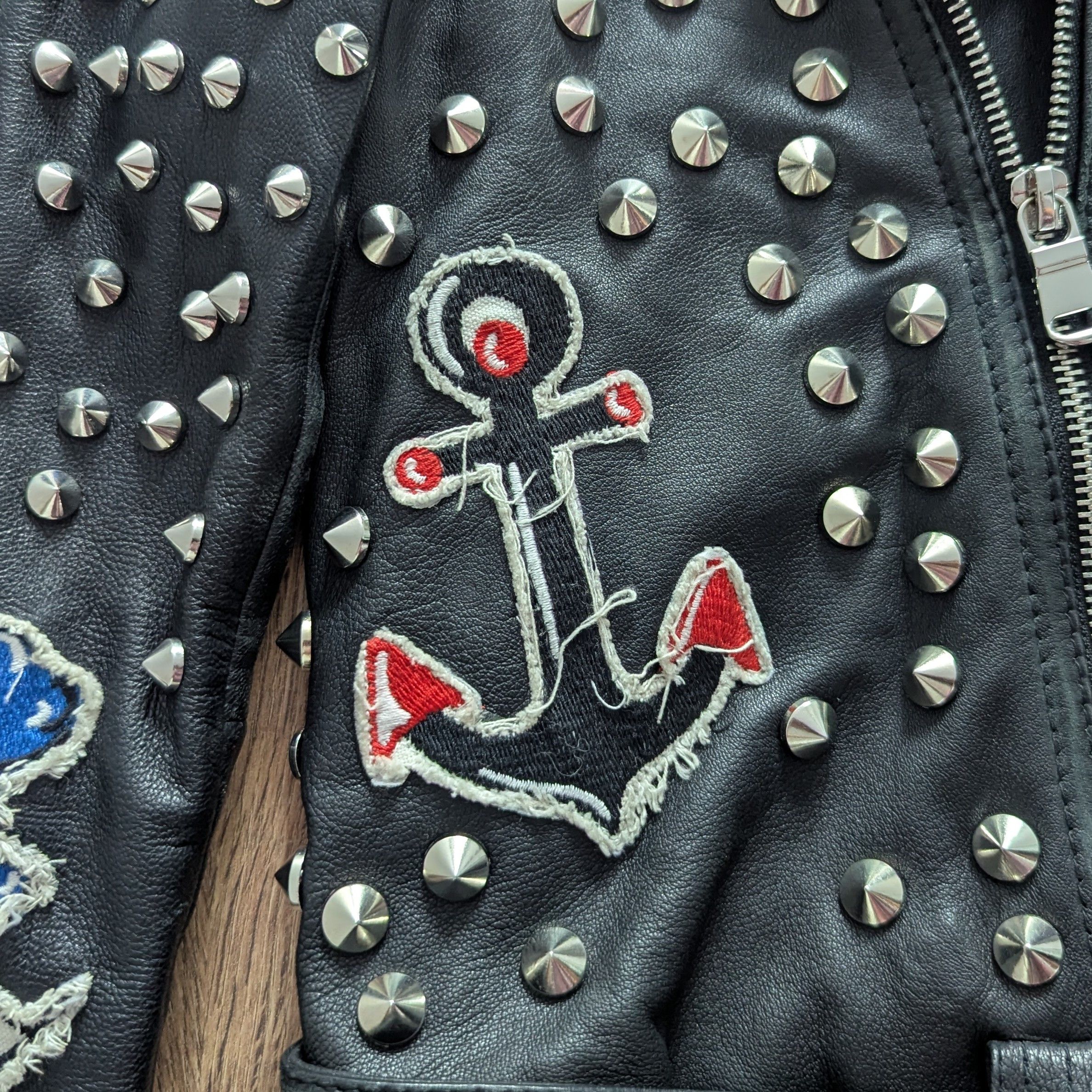Zara Zara Studded cMotorcycle Biker Jacket Sailor Patches Size XS / US 0-2 / IT 36-38 - 9 Thumbnail