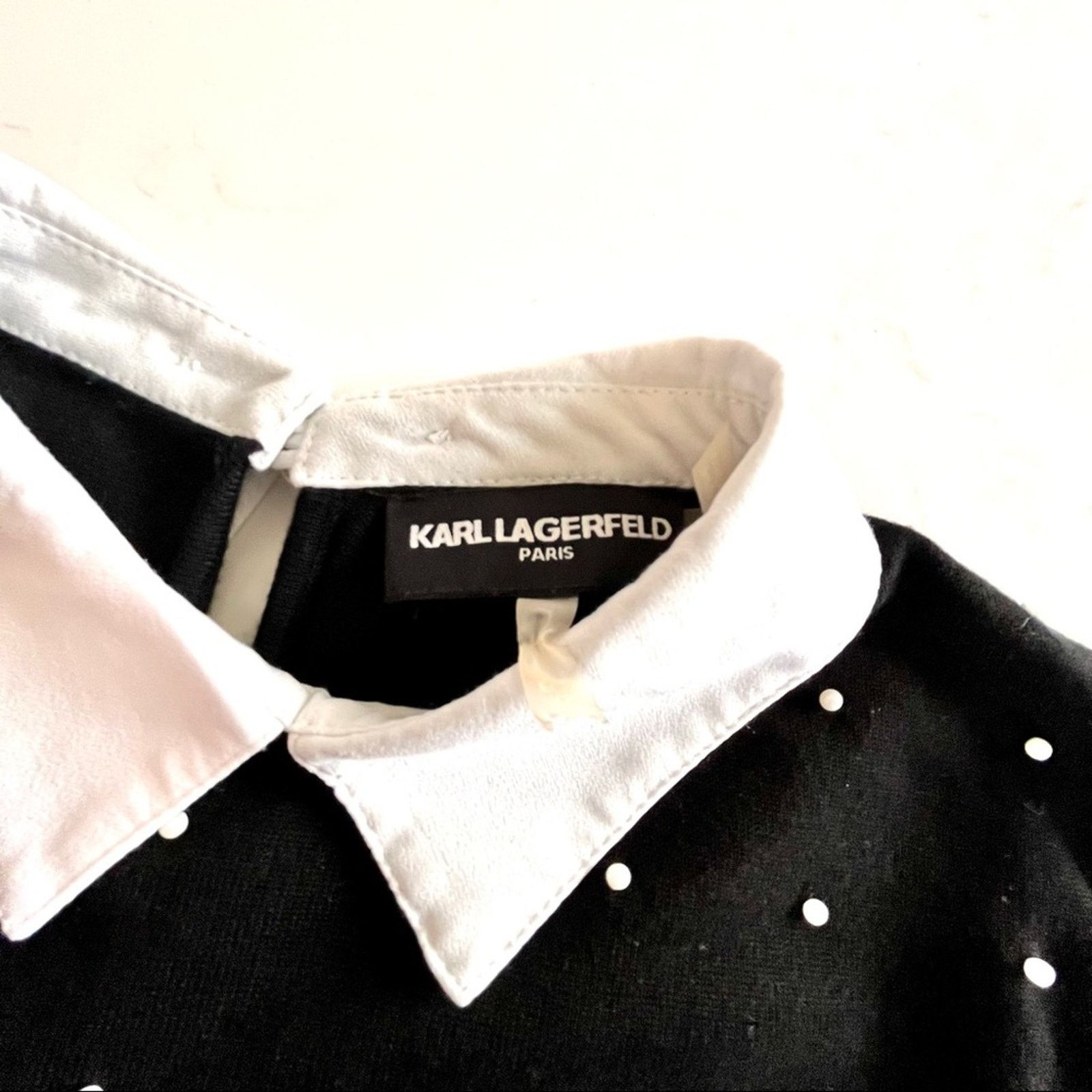 Karl Lagerfeld Karl Lagerfeld black knit pearl detail sweater size XS Size XS / US 0-2 / IT 36-38 - 6 Thumbnail