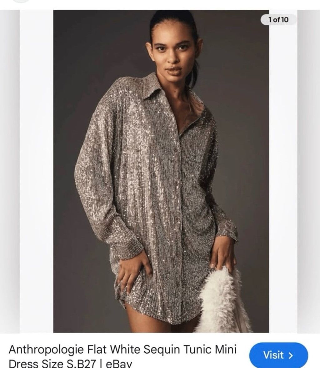 Anthropologie NWOT Anthropologie FLATWHITE sequin button down dress M MP Size M / US 6-8 / IT 42-44 - 1 Thumbnail