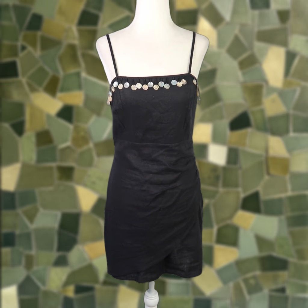 Zara Zara Trafaluc Black & White Embroidered Drop-Waist Dress, S