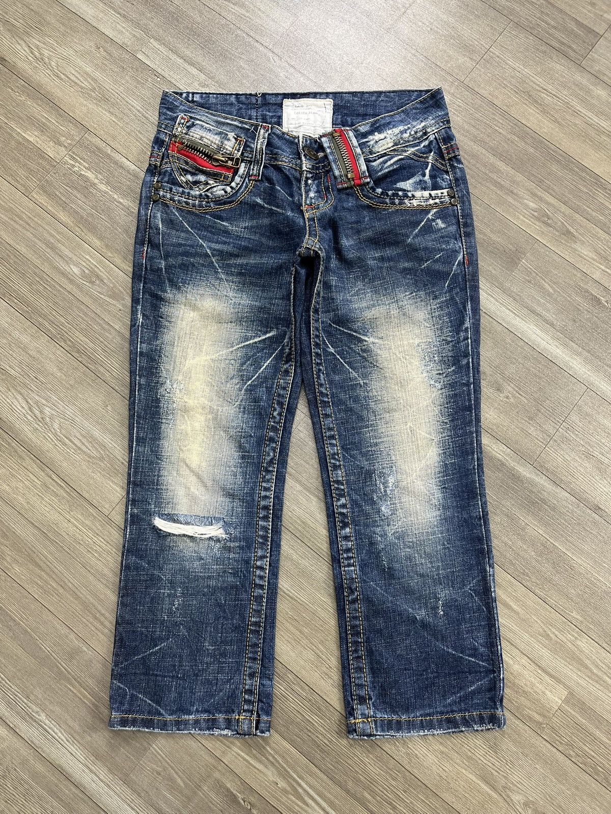 Japanese Brand Y2K Style Yoshitomo Nara Lolita Jeans Distressed 3/4 Jeans Size US 28 / EU 44 - 1 Thumbnail
