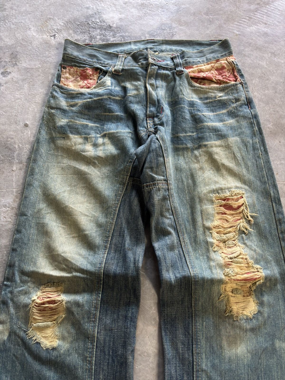 Hysteric Glamour × If Six Was Nine × Japanese Brand GUMU distressed japanese denim sakura sukajan sick mud wash Size US 31 - 9 Thumbnail