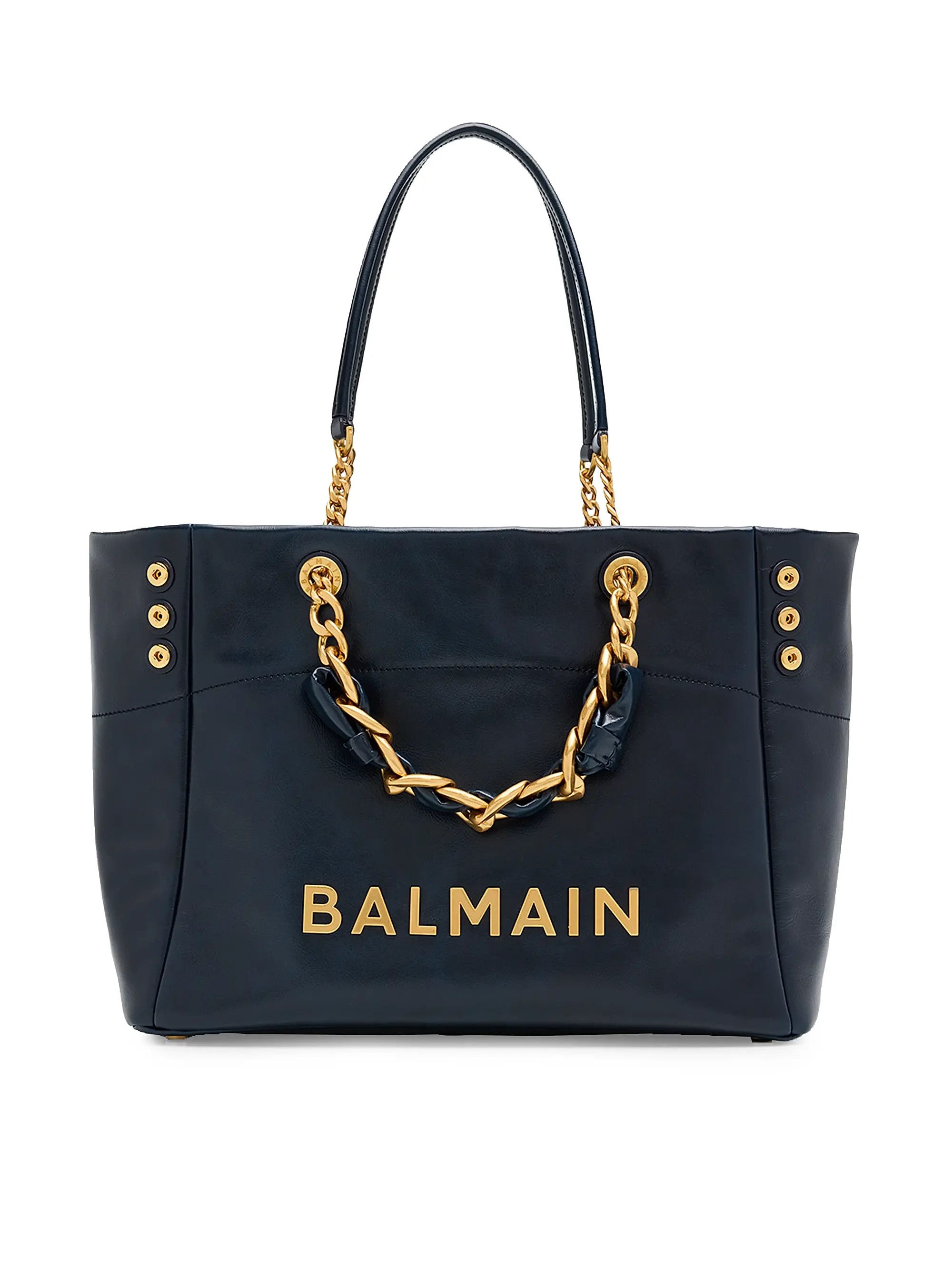 Balmain os11x0326 Size: OS / 1945 Soft Leather Tote Bag in Navy Size ONE SIZE - 1 Thumbnail