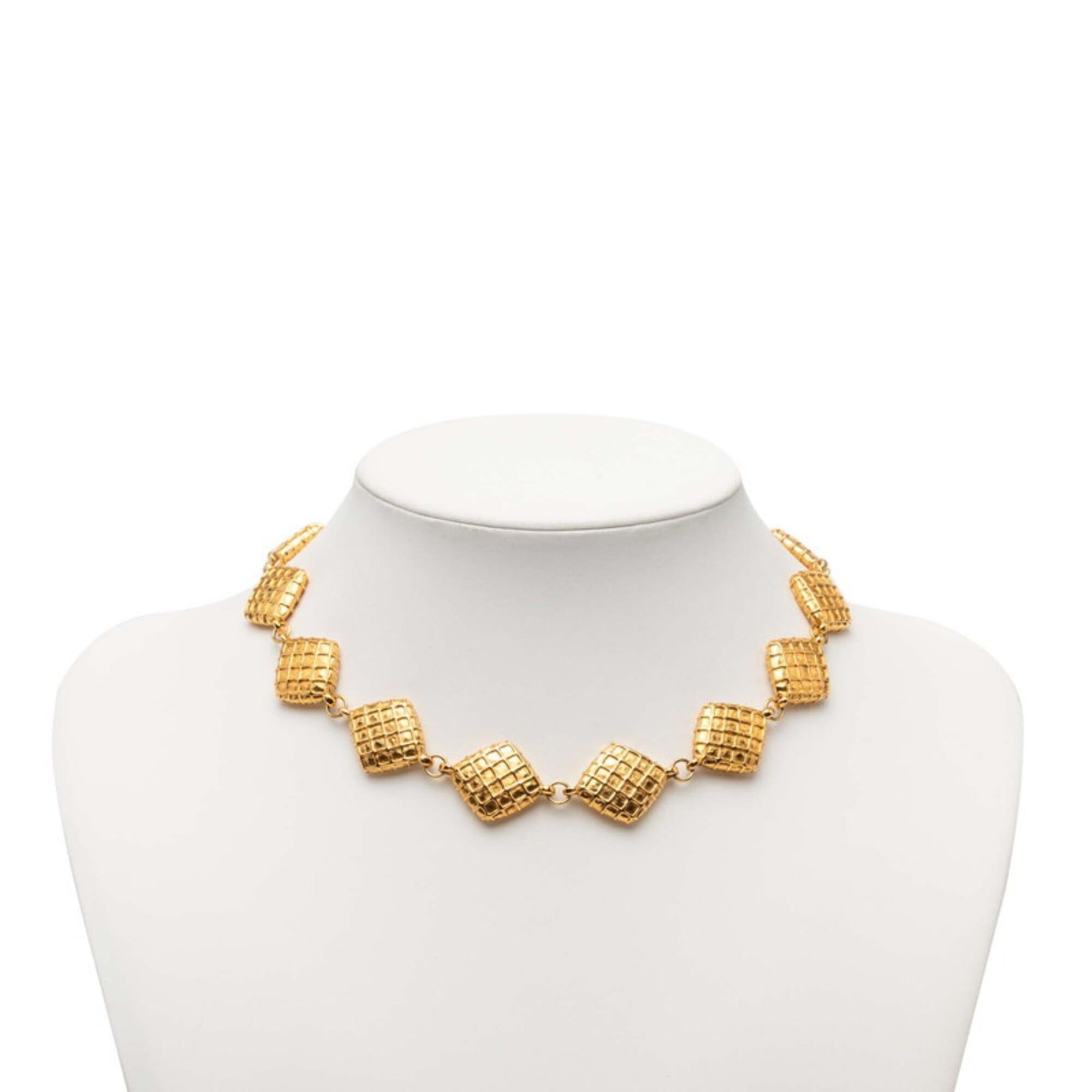 Chanel Chanel Diamond Motif Rhombus Bean Necklace Choker Gold Plated Women's CHANEL Size ONE SIZE - 1 Thumbnail