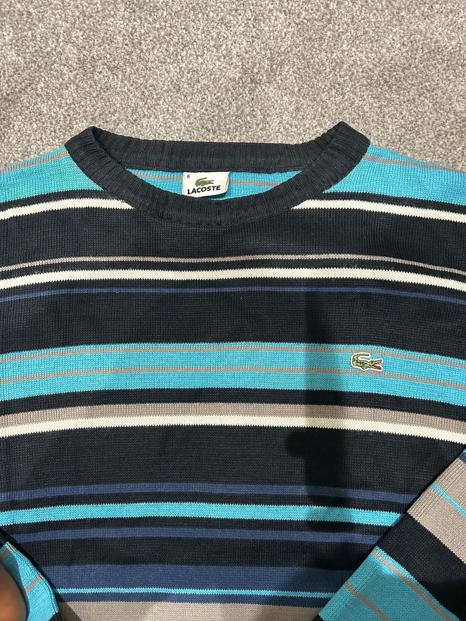 Lacoste Vintage Lacoste Striped Knit – Medium – Blue Turquoise Size US M / EU 48-50 / 2 - 4 Thumbnail