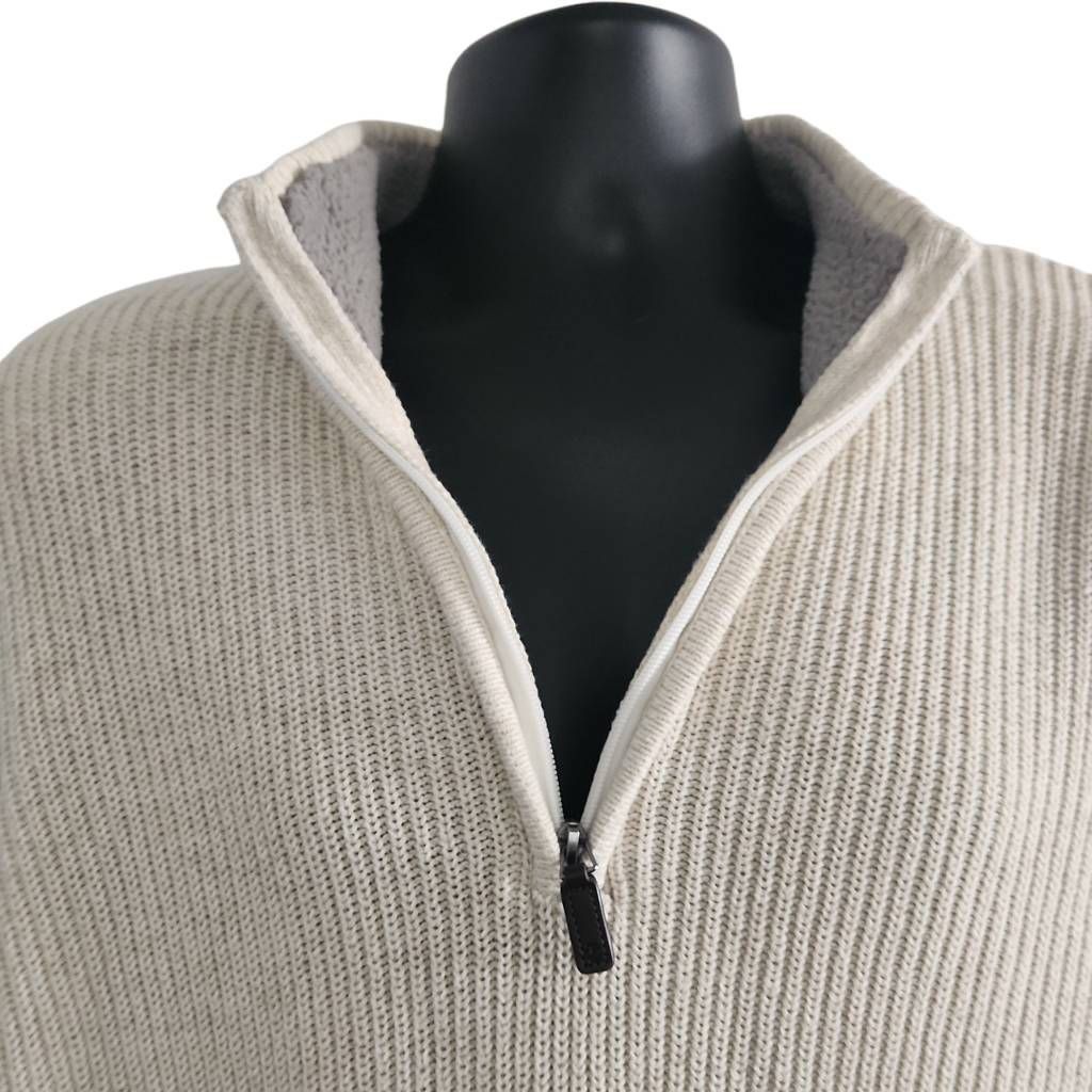Izod Izod Men's Size Large Cream Gray Sherpa Collar 1/4 Zip Pullo Size US L / EU 52-54 / 3 - 2 Thumbnail
