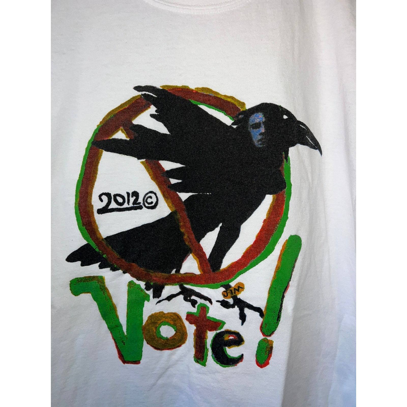 Gildan Vote Shirt Raven Peace Art Artwork Jim White 2012 Tee 2XL Size US XXL / EU 58 / 5 - 4 Thumbnail
