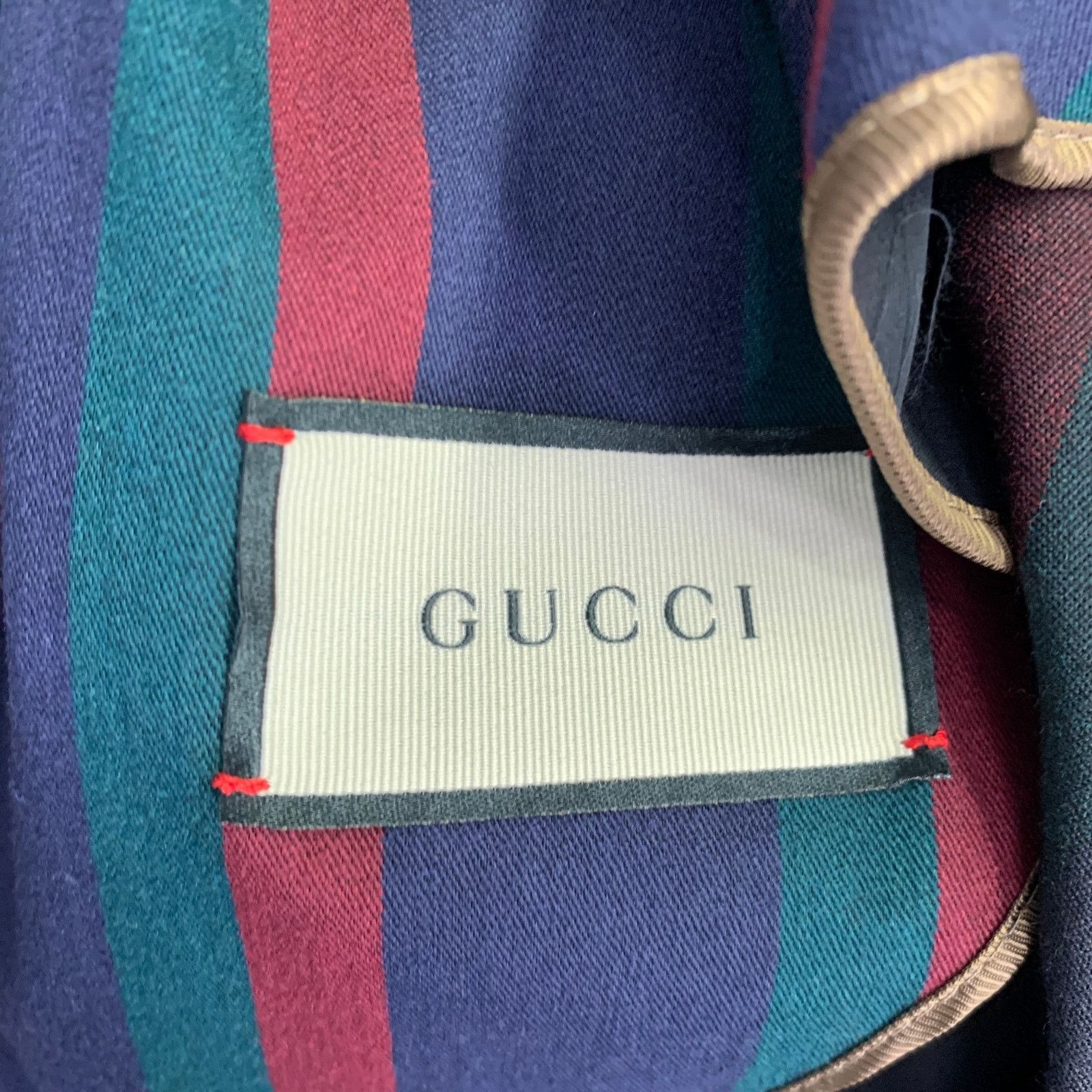 Gucci GUCCI 2019 Size 42 Black Burgundy Stripe Wool Overcoat Size US L / EU 52-54 / 3 - 7 Thumbnail