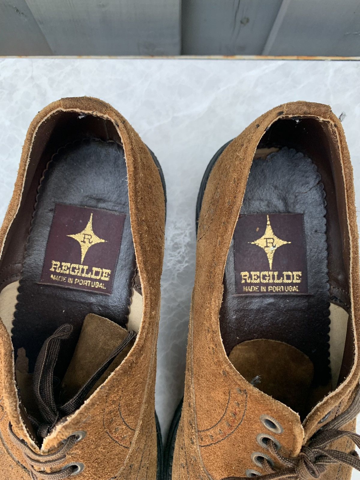 Dr. Martens × Other × Vintage 1970s Suede Brogues Vintage Square Toe Boots Heel Derby 10 Size US 9.5 / EU 42-43 - 4 Thumbnail
