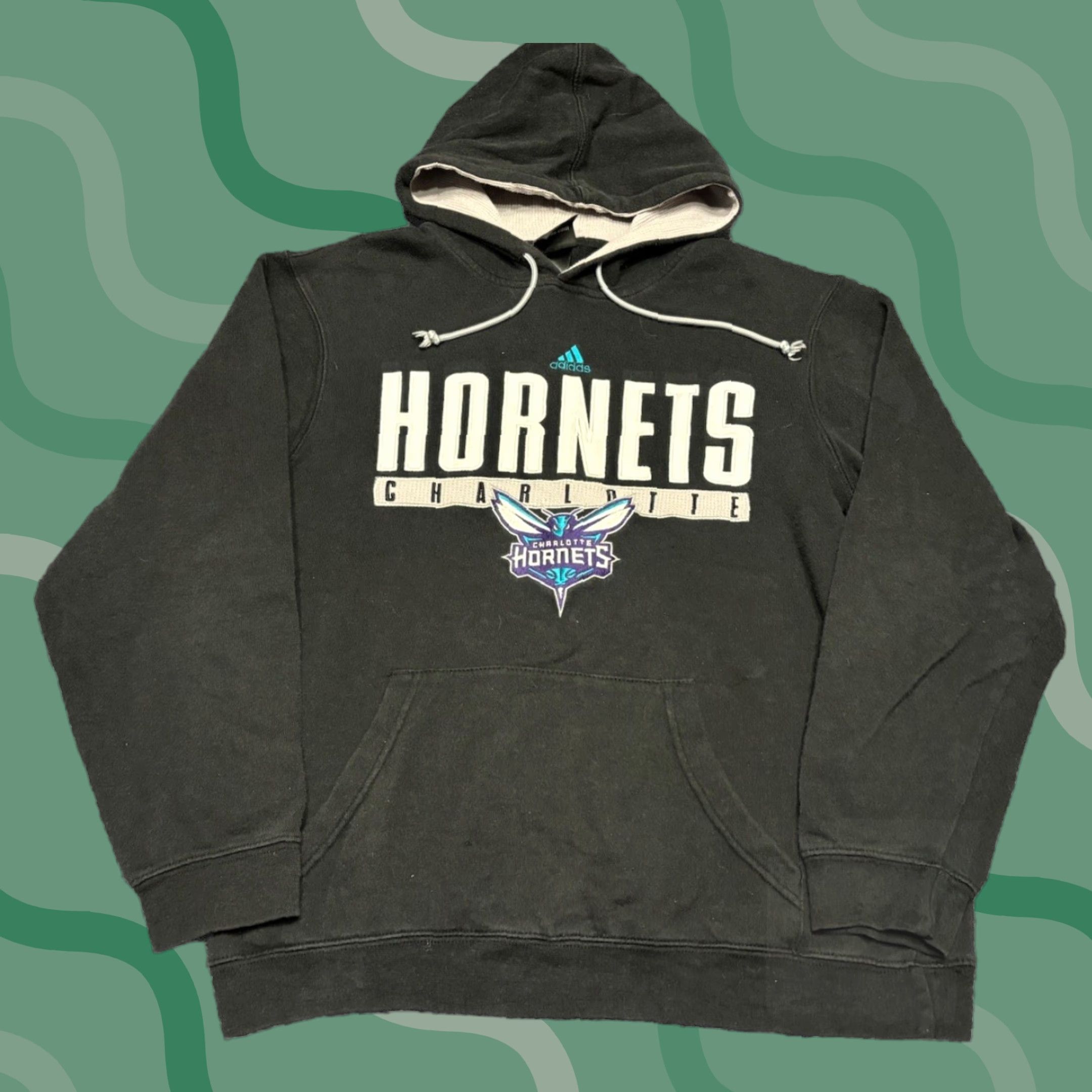 Adidas Adidas Hoodie Sweatshirt Charlotte Hornets Embroidered M N6 Black Cotton Polyester Unisex Adults Long Sleeve Hooded Pullover Sports Basketball Size US M / EU 48-50 / 2 - 1 Thumbnail