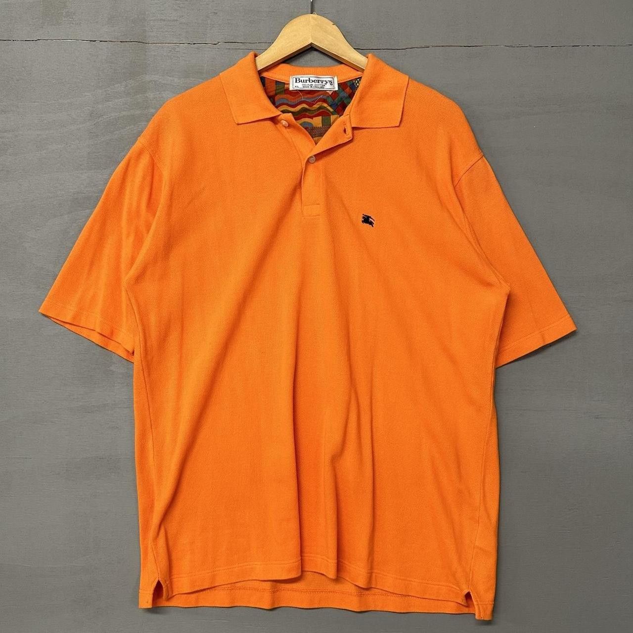 Vintage Burberry London Orange 100% Cotton Polo Shirt XL