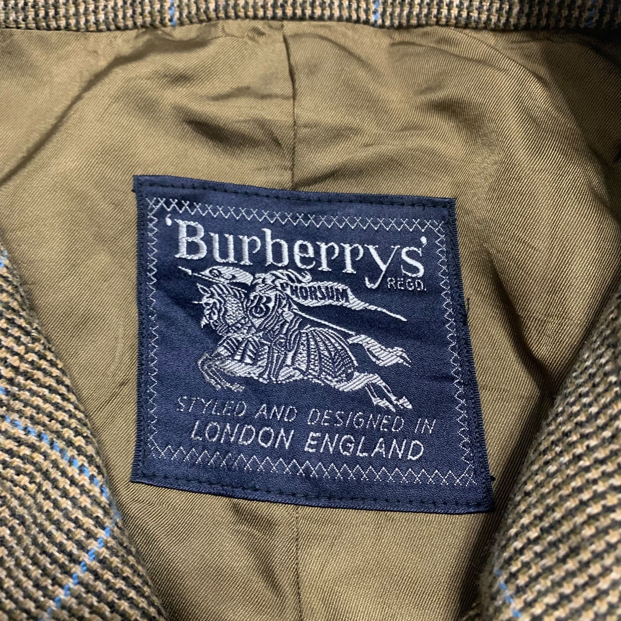 Burberry Vintage 80s Burberrys Checkered Wool Coat Size US L / EU 52-54 / 3 - 4 Thumbnail