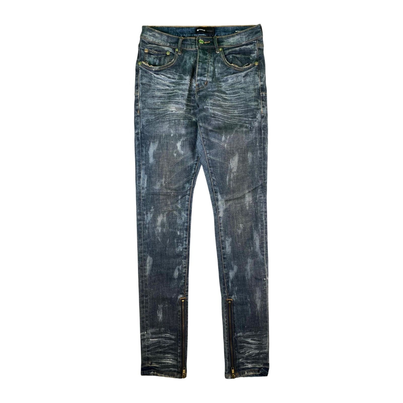 Purple Brand Purple Brand Waxed Navy & Gold Jeans Size US 30 / EU 46 - 1 Thumbnail