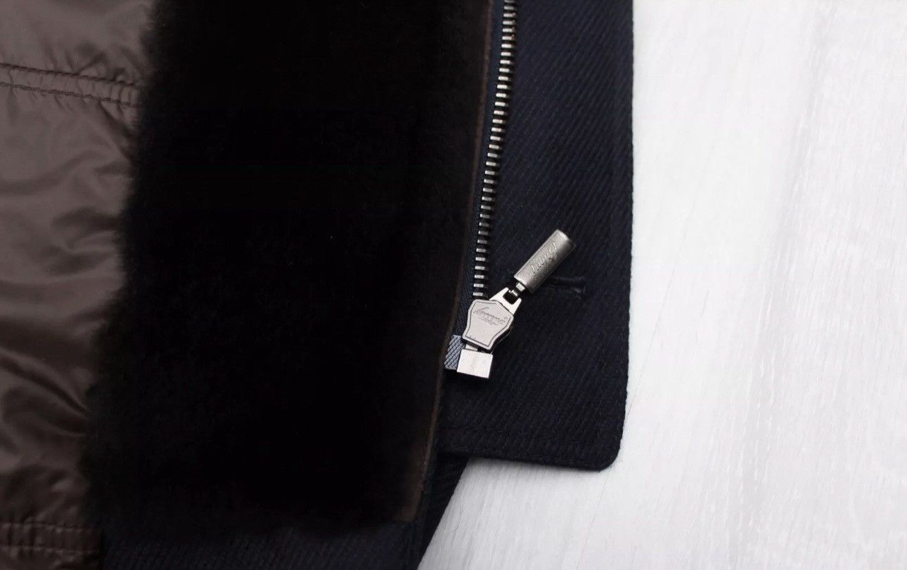 Brioni BRIONI Luxury Wool Long Navy Fur Collar Coat Overcoat fit XL Size US XL / EU 56 / 4 - 19 Thumbnail