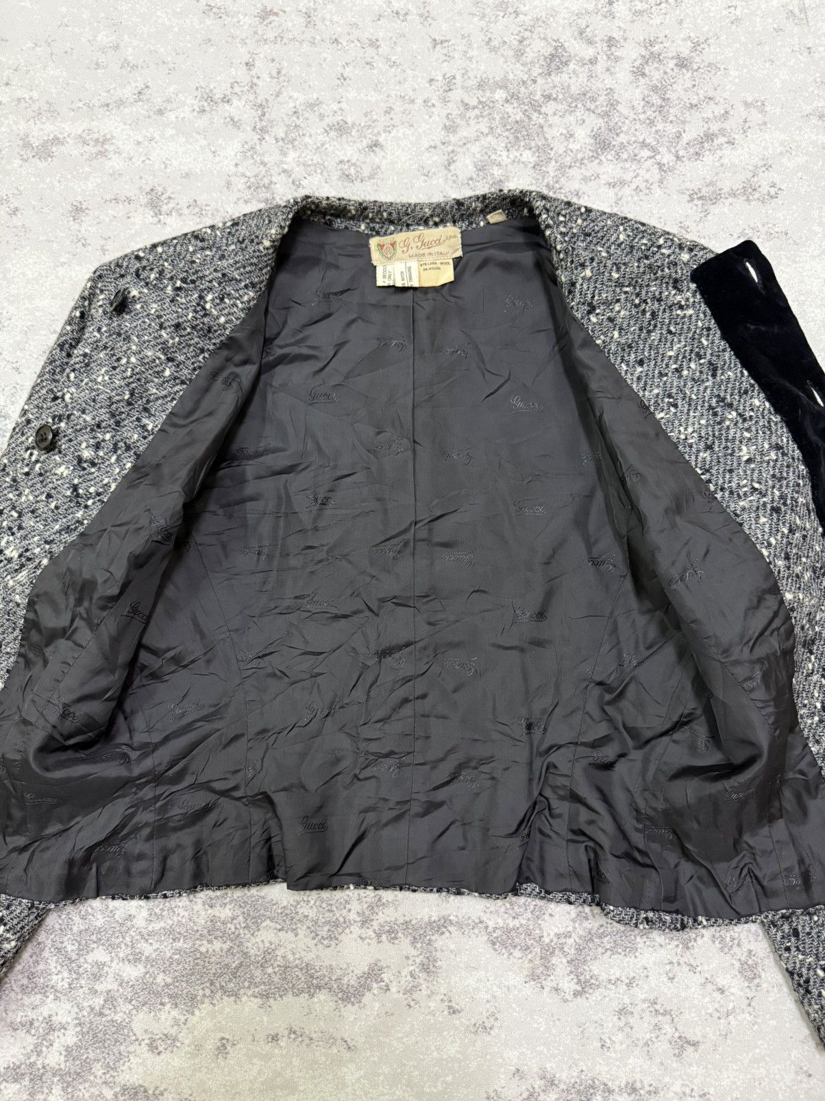 Gucci Vintage Gucci Sparkling Grey Tweed Cropped Jacket Button Up Size S / US 4 / IT 40 - 8 Thumbnail