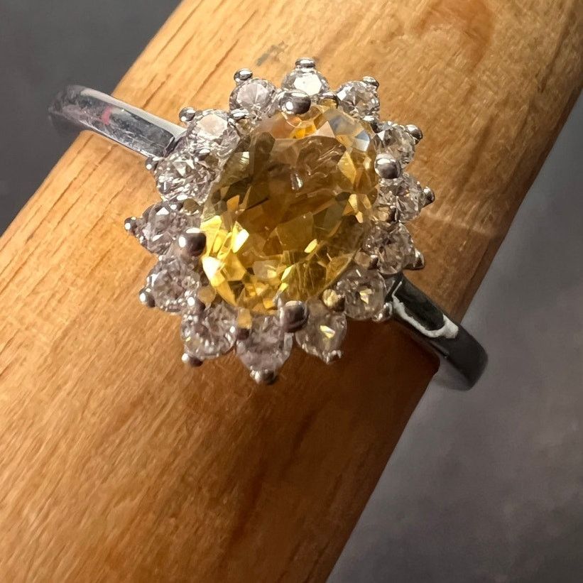 Other NEW Citrine zircon ring in platinum over sterling size 9 Size ONE SIZE - 1 Thumbnail