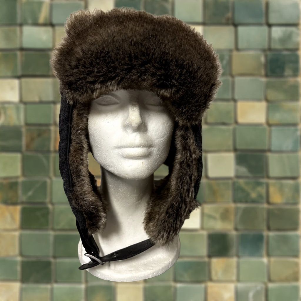 Banana Republic Banana Republic Trapper Hat Unisex Adults L/XL Blue Quilted Faux Fur Ear Flap Winter New With Tags Size ONE SIZE - 1 Thumbnail