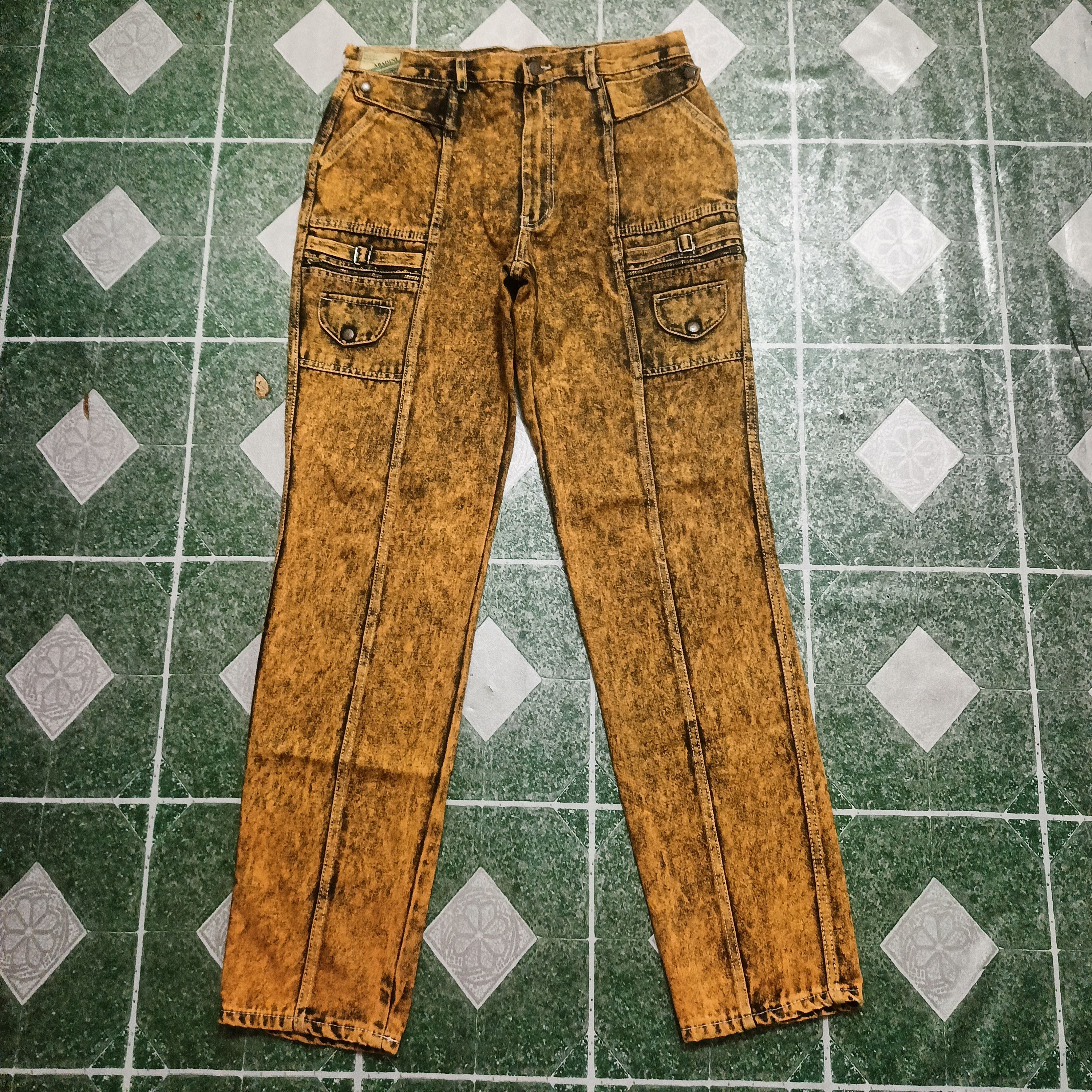 image of Distressed Denim Retro Vintage Abadini By Chicabadi Distressed Jeans in Yellow Gold, Men's (Size 35
