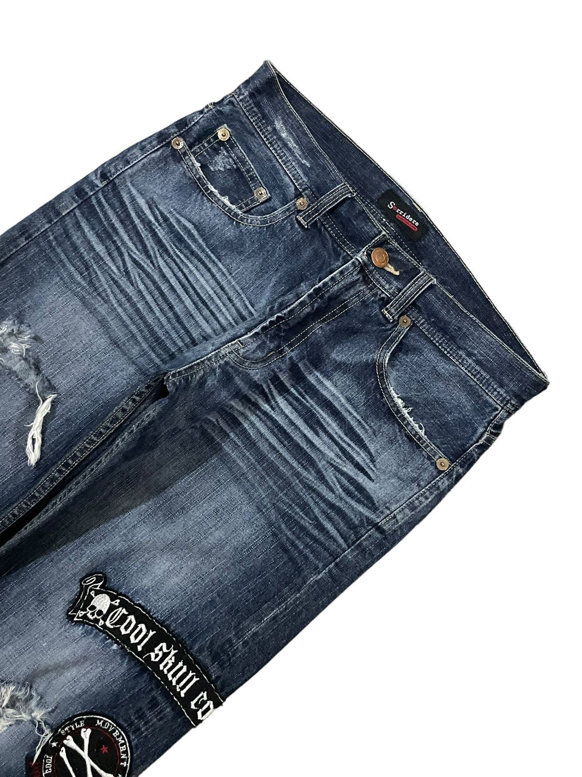 Seditionaries Vintage Y2K Punk Style Patches Denim Loose Distressed Jeans Size US 33 - 6 Thumbnail