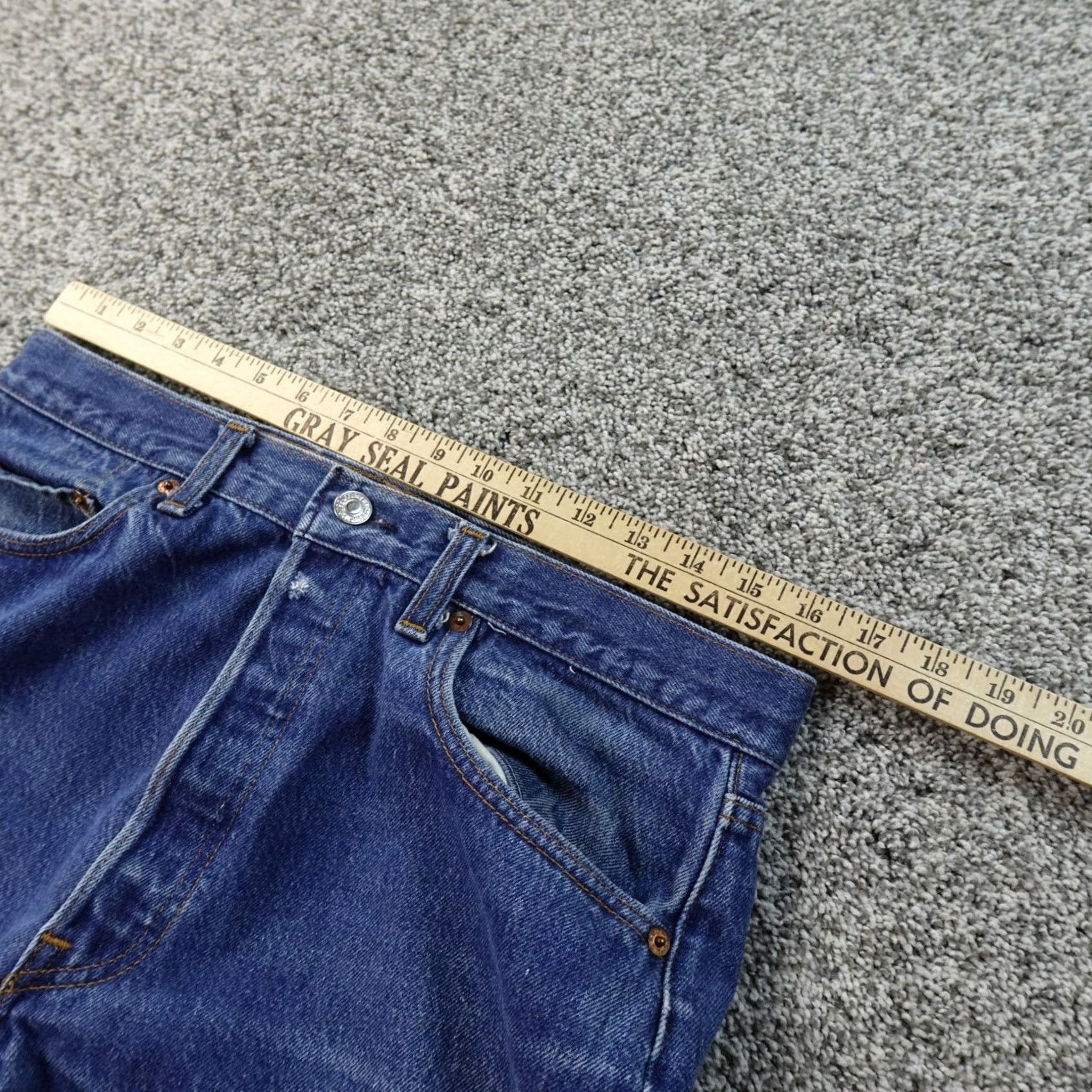 Levi's Levi's 501 Jeans Mens 32x35 Dark Blue Denim Button Fly Straight 5-Pocket Cotton Regular Jeans Mens Welcome 90s Grunge Logo USA Fade VTG Size US 32 / EU 48 - 6 Thumbnail