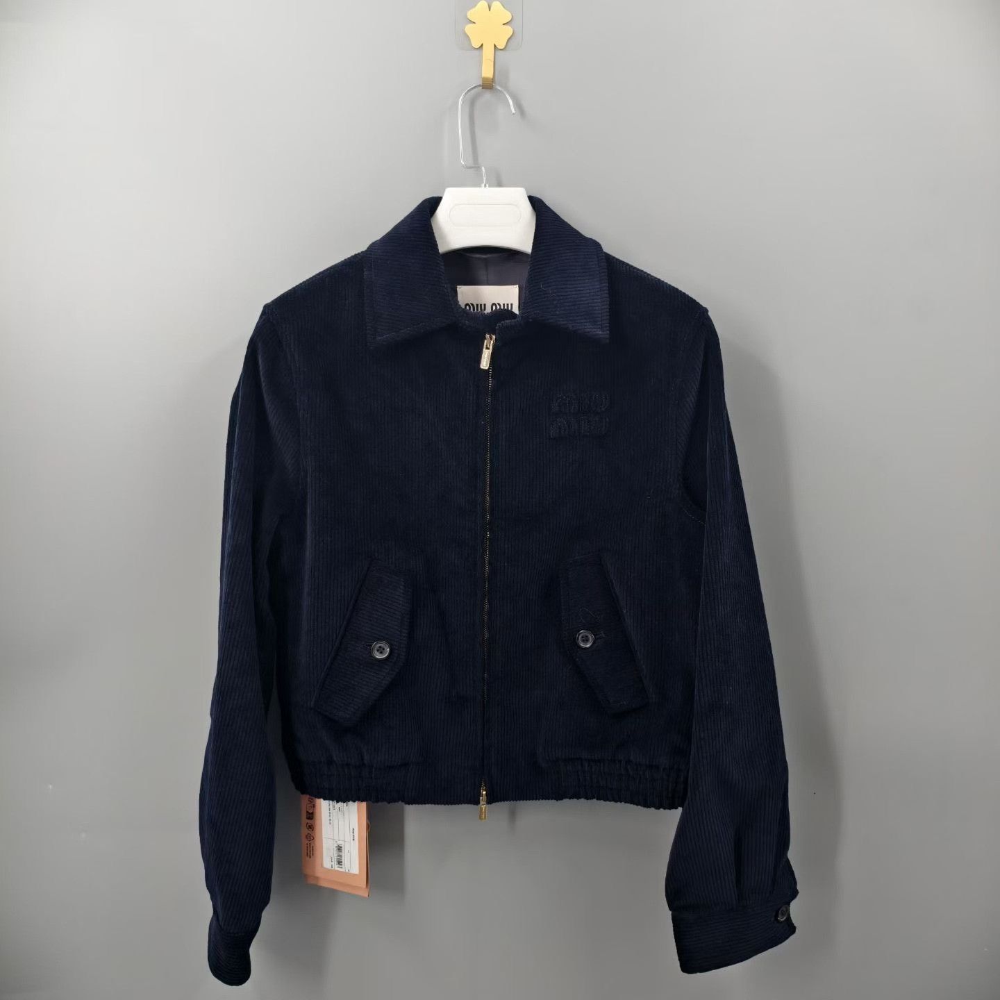Miu Miu Miu Miu Navy Corduroy Zip Jacket Size XS / US 0-2 / IT 36-38 - 1 Thumbnail