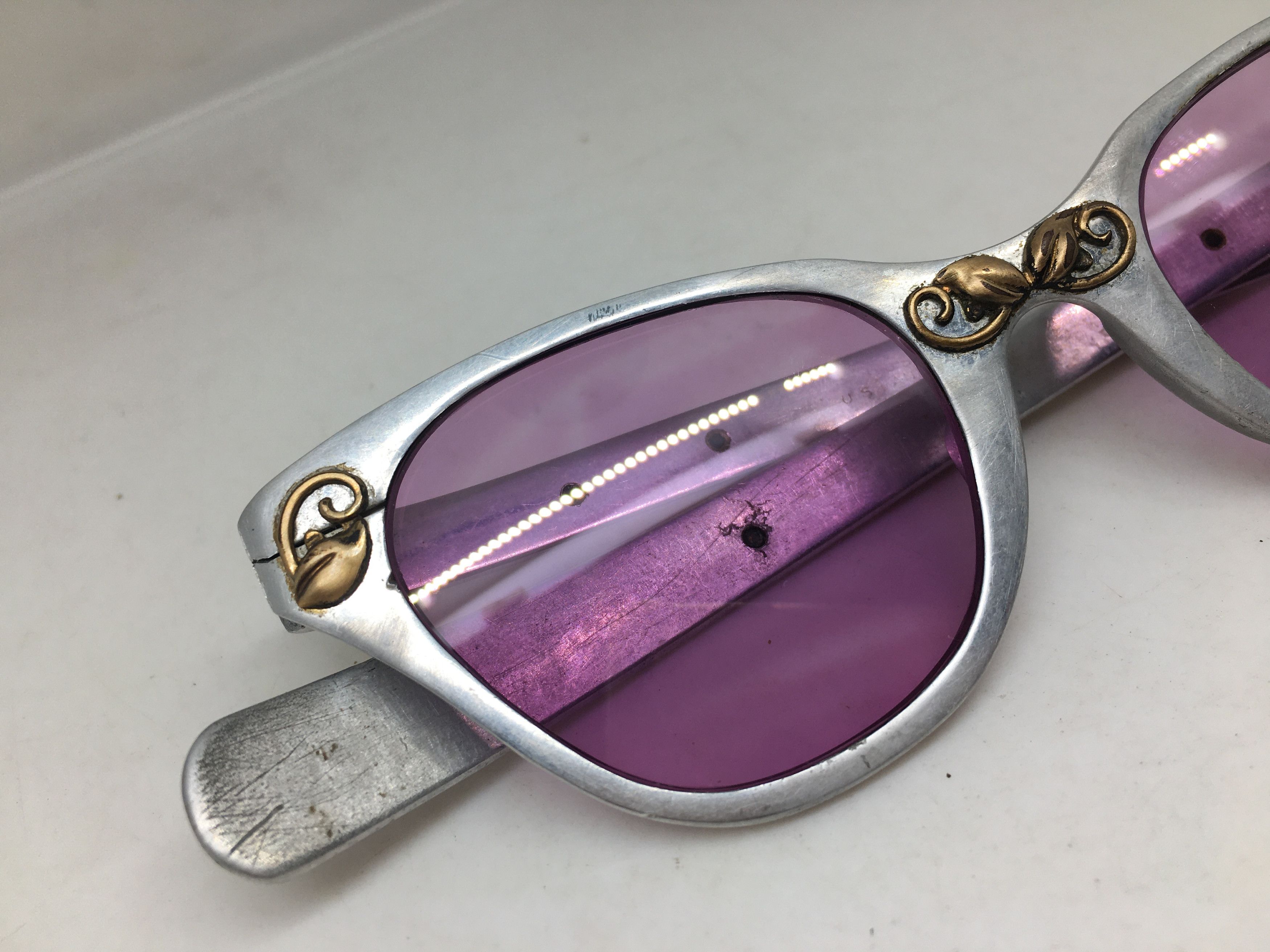 Vintage Vintage 50s TURA Woman Aluminum Silver Cateye Sunglasses Size ONE SIZE - 11 Thumbnail