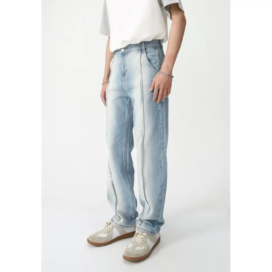 Retro loose straight leg gradient jeans