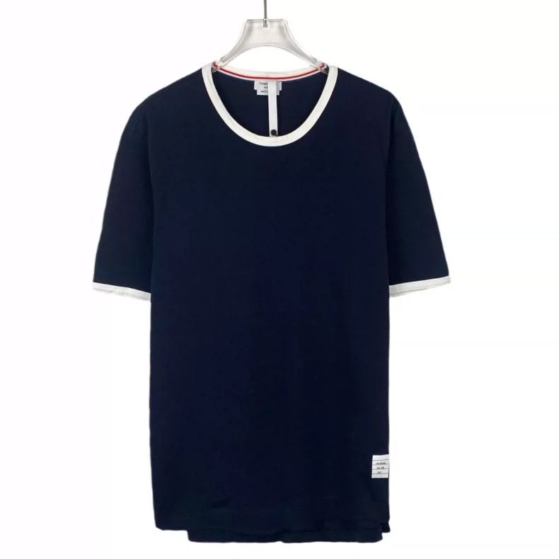 Thom Browne Thom browne Dark blue round-neck cotton short-sleeved T-shi Size US S / EU 44-46 / 1 - 1 Thumbnail