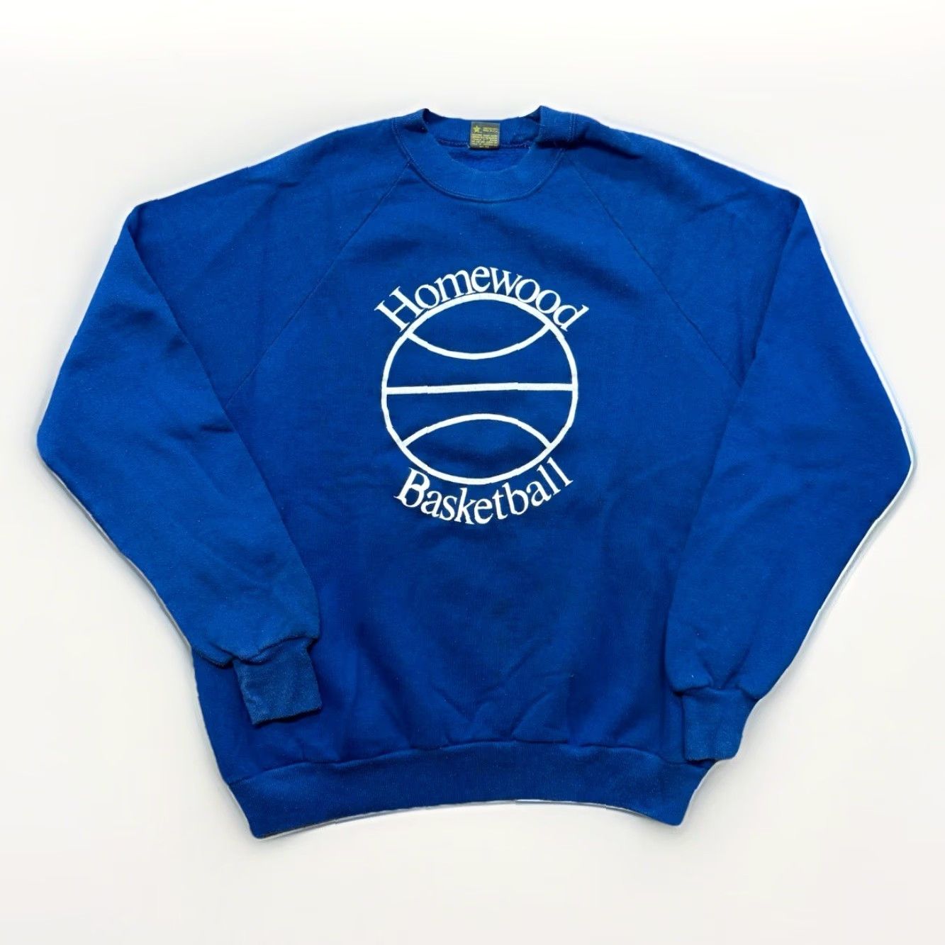 Vintage VINTAGE Homewood Basketball Sweatshirt Mens L Blue Distressed 80s Alabama Graphic Print Pullover Heavyweight Cotton Blend Size US L / EU 52-54 / 3 - 2 Thumbnail