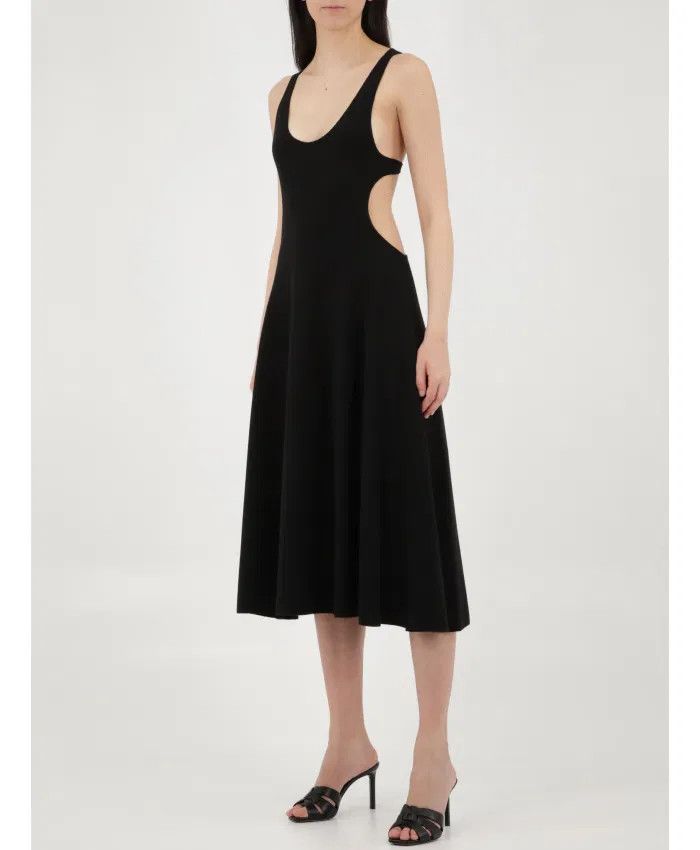 Saint Laurent Paris o1s1wg111124 Long Cut-Out Dress in Wool in Black Size XS / US 0-2 / IT 36-38 - 4 Thumbnail