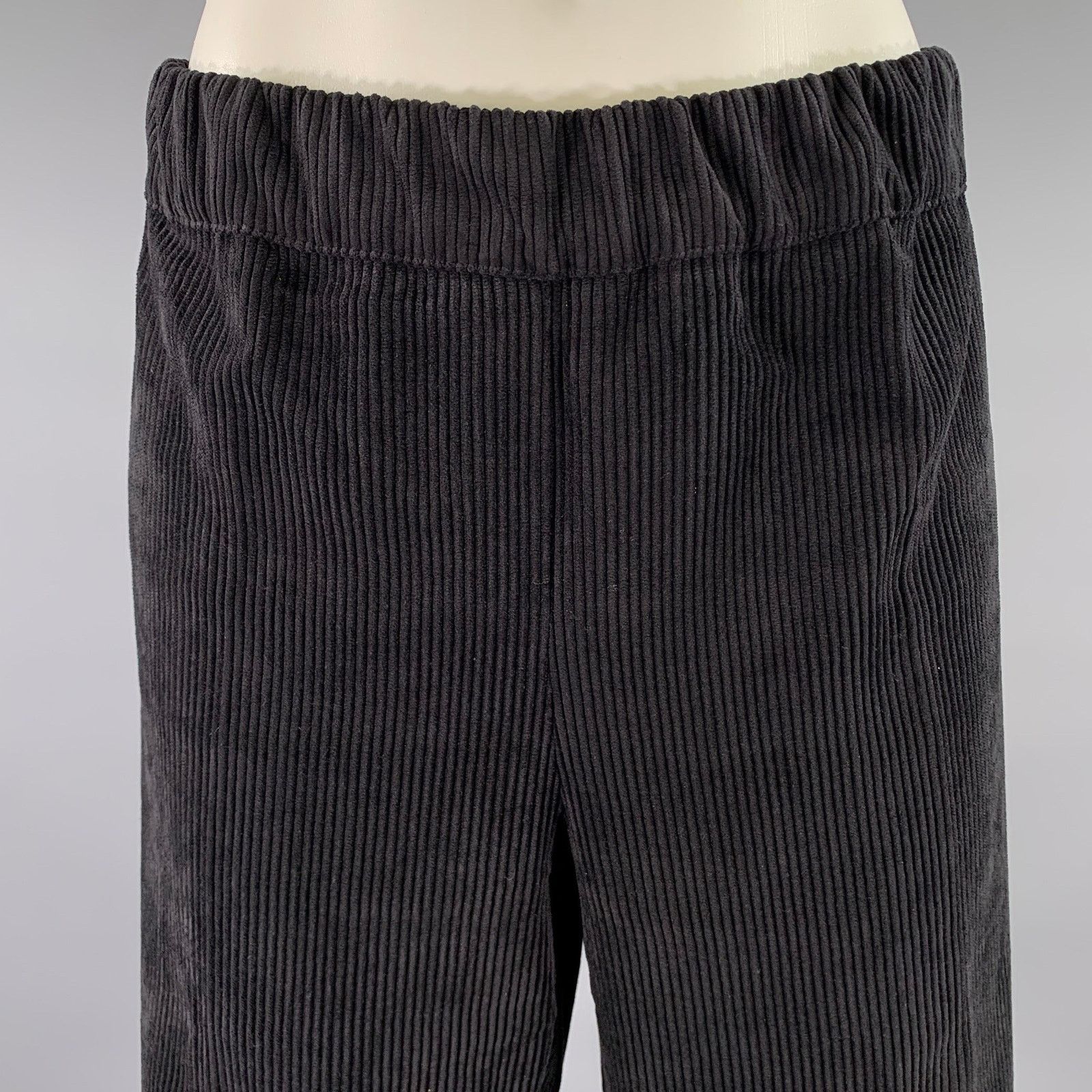 D.Exterior D. EXTERIOR Size 12 Black Polyester Elastane Corduroy Pants Size US 35 - 2 Thumbnail