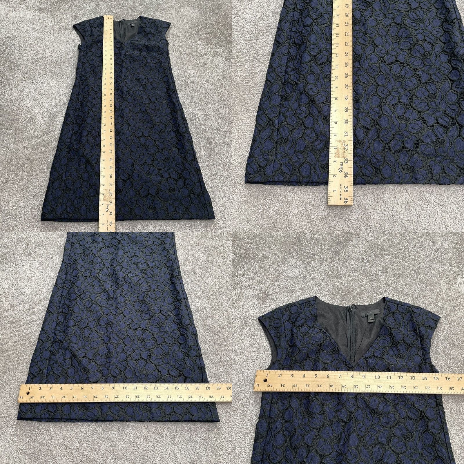 J.Crew J.Crew Embroidered Lace Midi Dress Womens 00 Nayvy Blue Floral V-Neck Cap Sleeve Dress Size XXS / US 00 / IT 34 - 8 Thumbnail