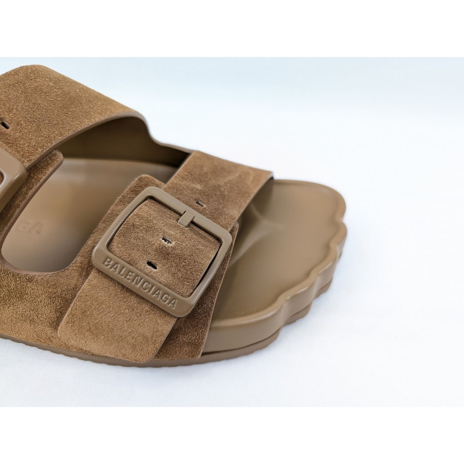 Balenciaga o1rshd1 Q:2 / Suede Sunday Sandals in Brown Size US 12 / EU 45 - 3 Thumbnail