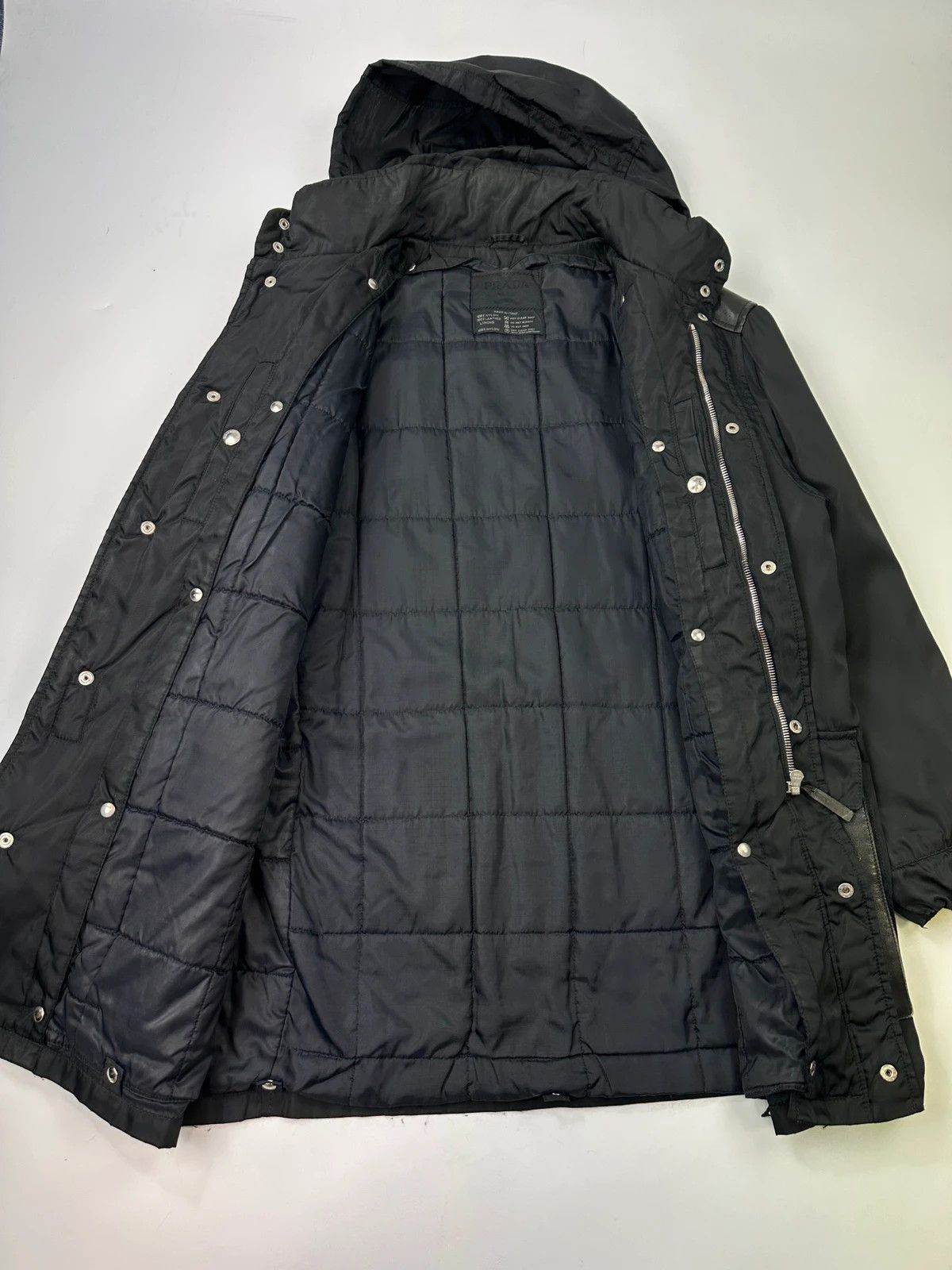 Prada Prada Milano FW97 Black Nylon & Leather Parka Long Coat Size US L / EU 52-54 / 3 - 12 Thumbnail