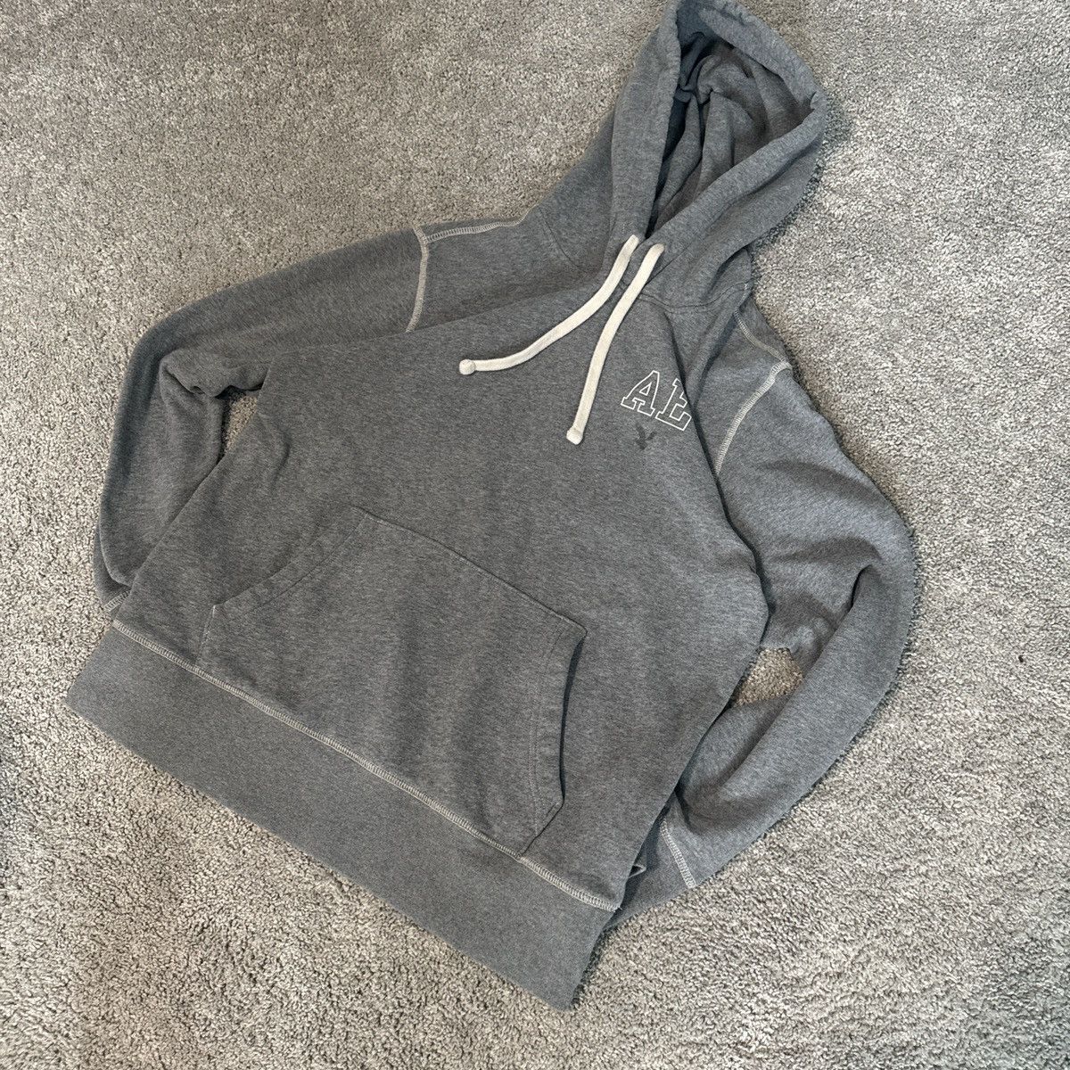 American Eagle Outfitters Grey American Eagle Hoodie w/ White Accents Size US S / EU 44-46 / 1 - 1 Thumbnail