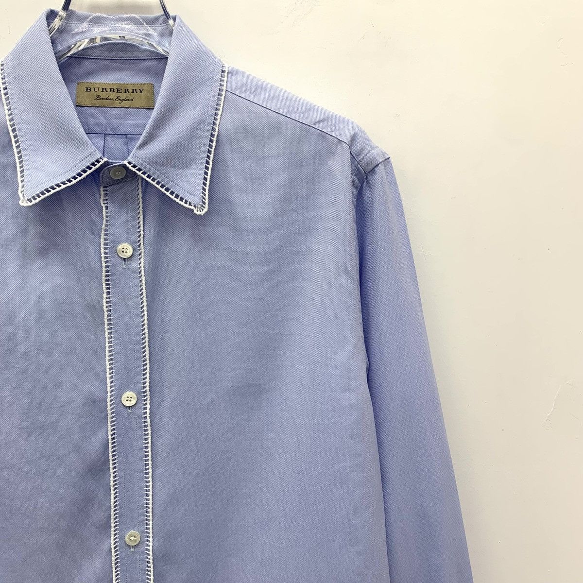 Burberry Burberry Blue Cotton Collared Long Sleeve Shirt K26WX Size S / US 4 / IT 40 - 3 Thumbnail