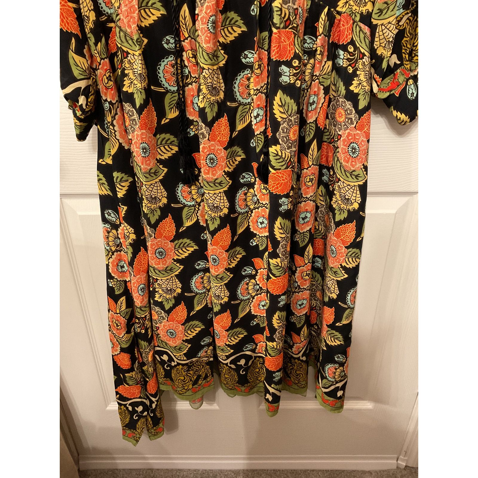 RHODE Rhode Resort 100% Silk Orange Floral Maxi Kaftan Dress, M Size M / US 6-8 / IT 42-44 - 3 Thumbnail