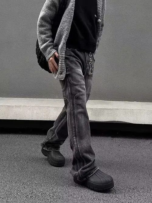 Japanese Brand × Jean Vintage washed distressed smoke gray bootcut jeans Size US 32 / EU 48 - 3 Thumbnail