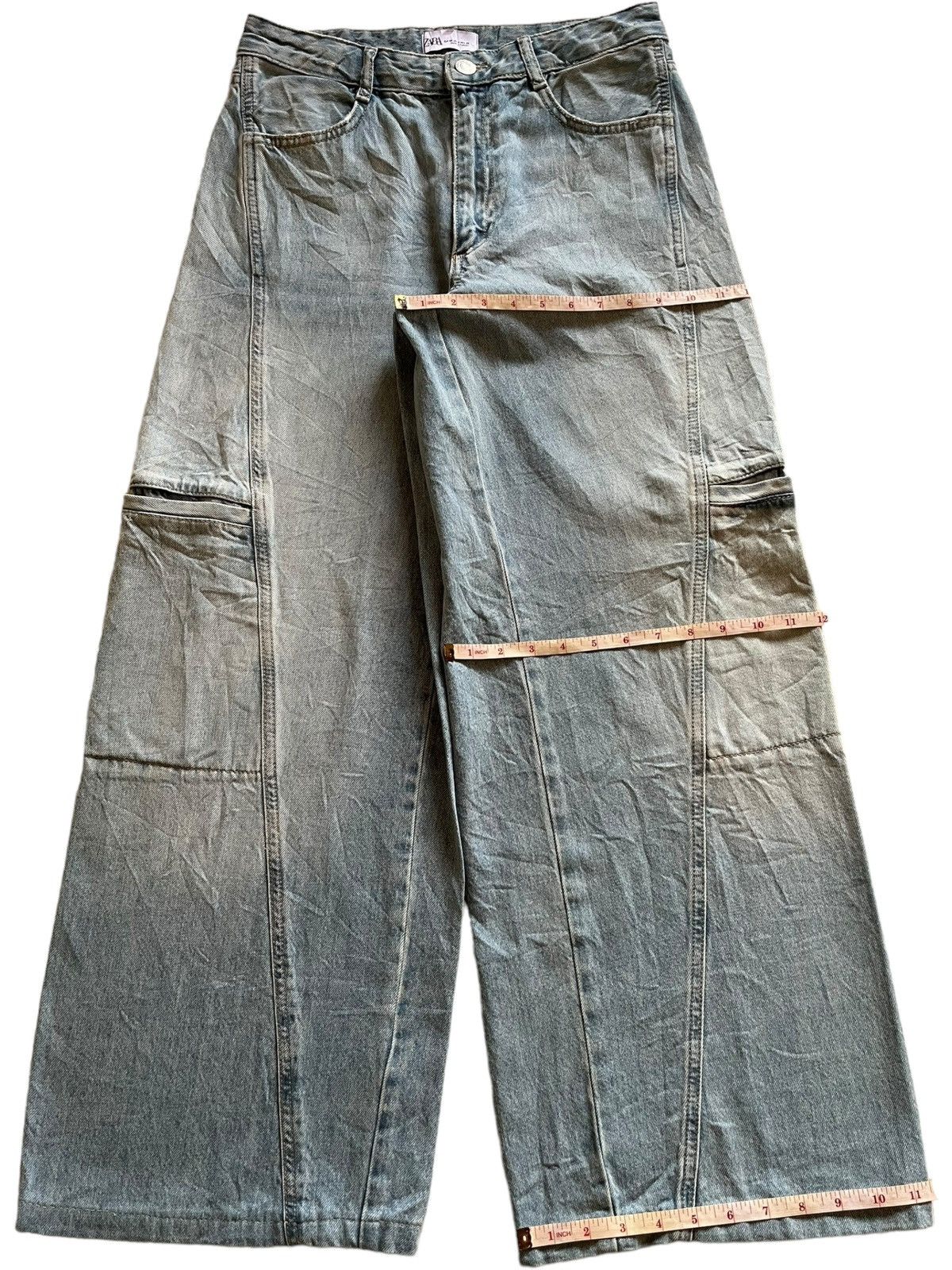 Zara SALES🔥Vintage Zara Faded Wash Cargo Style Baggy Jeans Size US 29 - 12 Thumbnail