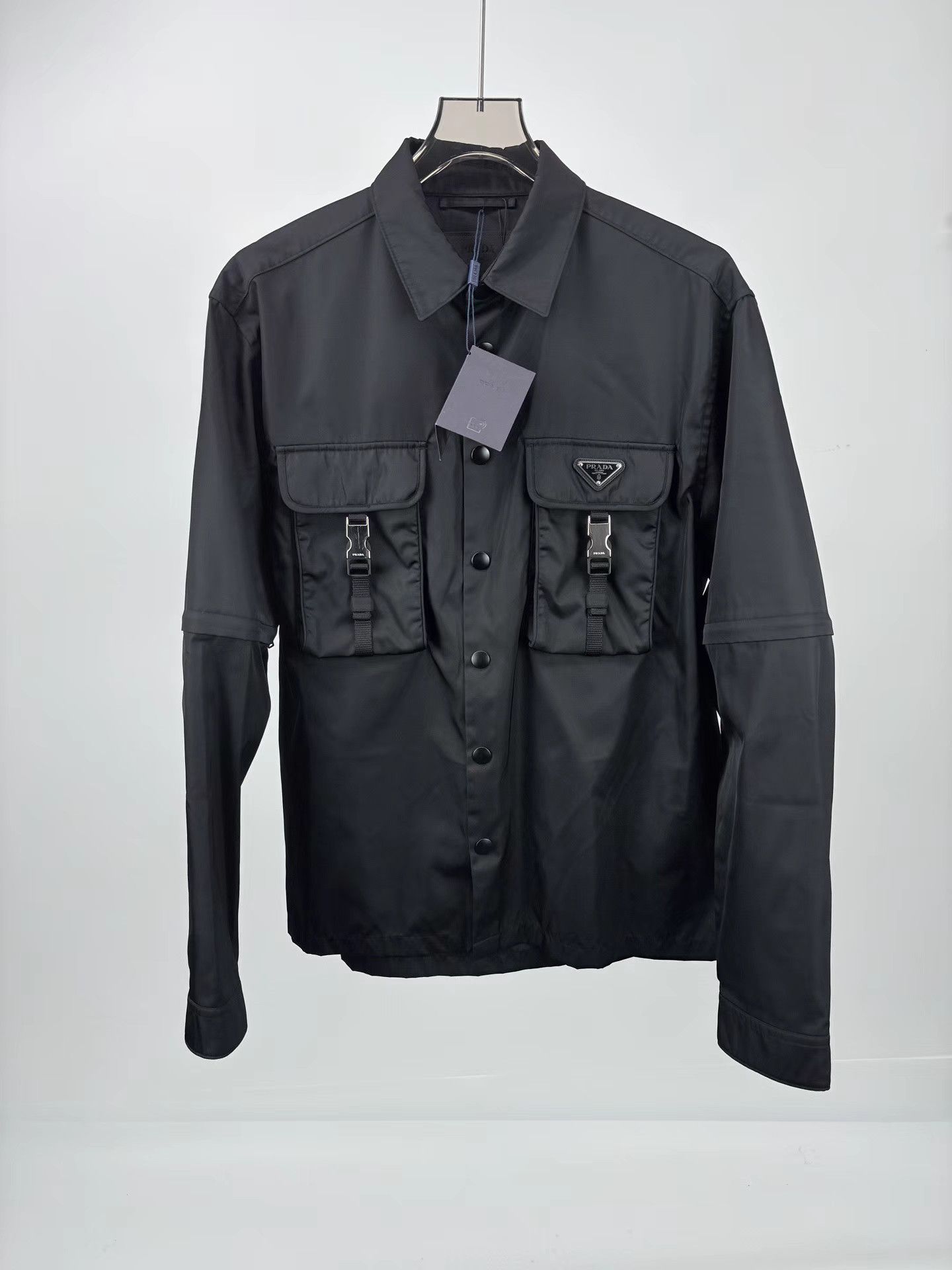 Prada PRADA Nylon Tactical Pocket Shirt Jacket with Triangle Logo Size US L / EU 52-54 / 3 - 1 Thumbnail