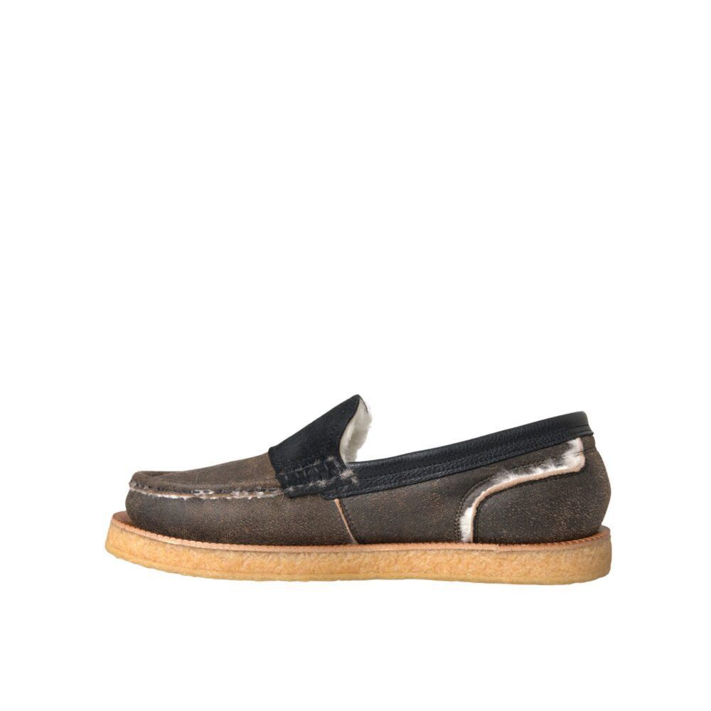 Dolce & Gabbana Dolce & Gabbana Brown Black Fur Leather Loafers Men Shoes Size US 7 / EU 40 - 5 Thumbnail