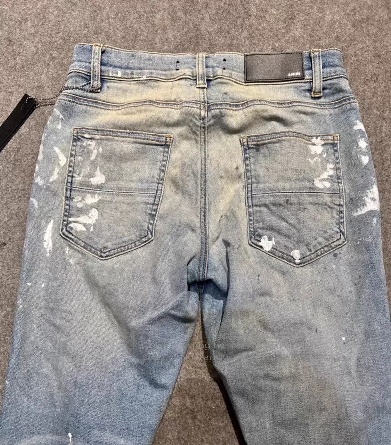 Amiri Amiri Classic seasonal splattered indigo denim jeans size Size US 34 / EU 50 - 4 Thumbnail