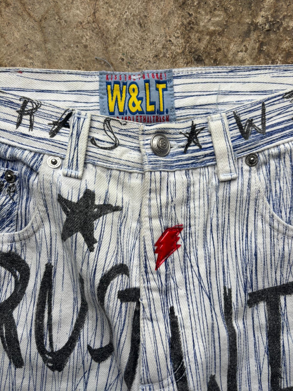 Walter Van Beirendonck W&LT SS1998 'Fetish For Beauty' Pen Denim Jeans Size US 27 - 3 Thumbnail